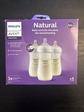 Philips Avent Natural Baby Bottle 3-Pack - Clear/White (6m+)